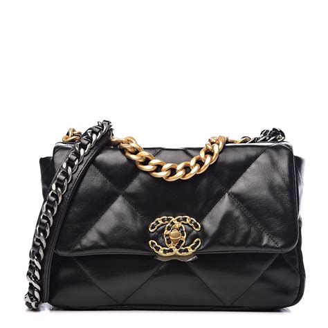 chanel goatskin quilted medium 19 flap black|chanel flap bags colors.